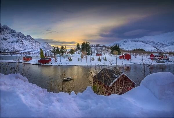 Winter scene, Lofoten Peninsular, arctic circle of Norway