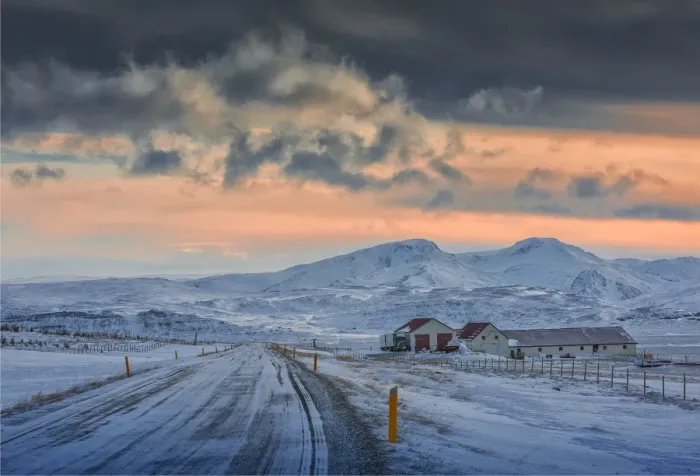 Framed Print : A winter scene near Budardalur, northwest Iceland Framed Print : A winter scene near Budardalur, northwest Iceland