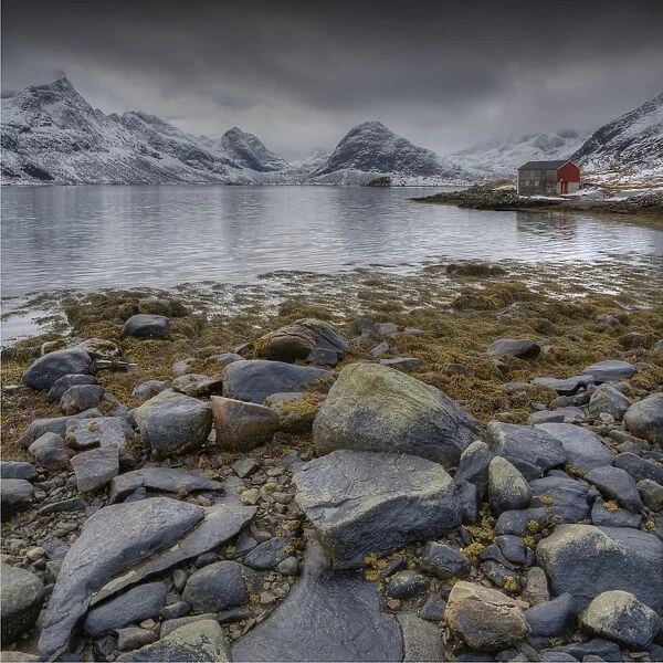 Winter scene near Vestvagoy, Lofoten peninsular, Norway