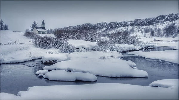 A winter scene at Pingvellir, Central Iceland