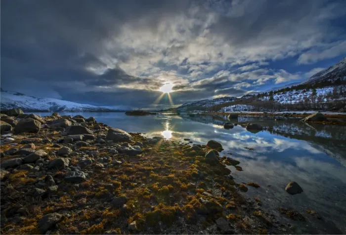 Framed Print : A winter Scenic, Lofoten Peninsular, Arctic circle, Norway