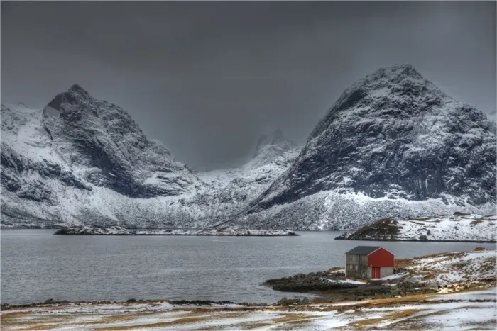 Framed Print : A winter Scenic, Lofoten Peninsular, Arctic circle, Norway Framed Print : A winter Scenic, Lofoten Peninsular, Arctic circle, Norway