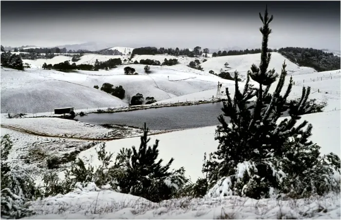 Framed Print : Winter snowstorm, foster, south Gippsland, Victoria, Australia