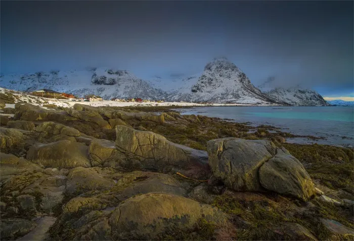 Framed Print : Winter time at Vareidsundet, Lofoten, the Arctic circle of Norway