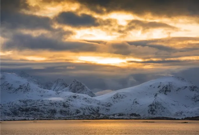 Framed Print : Winter time at Vareidsundet, Lofoten, the Arctic circle of Norway