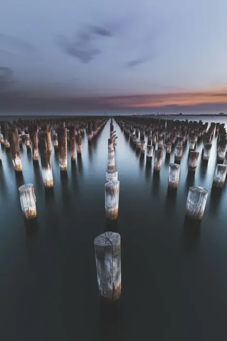 Framed Print : Wooden Pylons of Old Pier Framed Print : Wooden Pylons of Old Pier