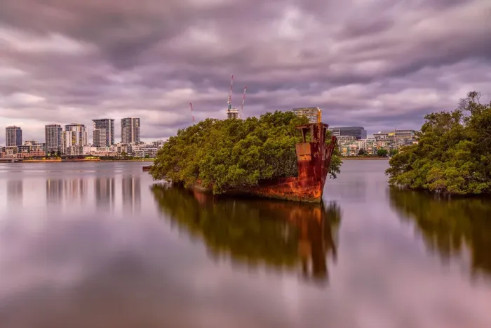 Framed Print : The wreck of the SS Ayrfield in Homebush Bay, Sydney Australia