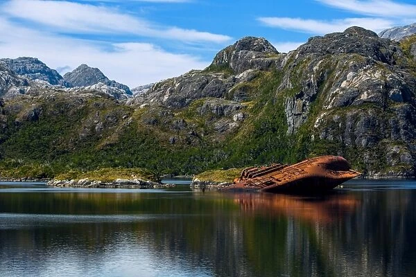 The Wreck of the SS Santa Leonor On Adelaide Rocks In Paso Shoal, Smyth Channel, Patagonia, Magallanes and Chilean Antarctica Region, Chile