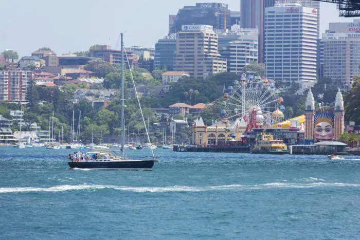 Framed Print : Yacht and Luna Park