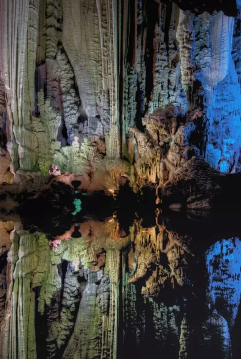 Framed Print : Yanghshuo colourful Silver Cave reflections