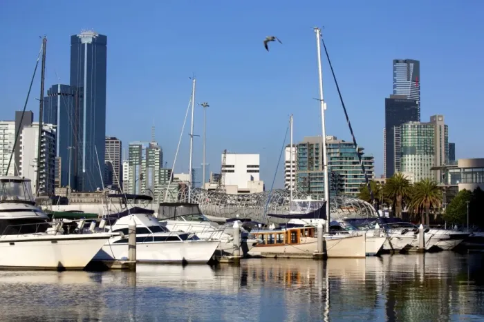 Framed Print : Yarras Edge Marina Docklands in Melbourne