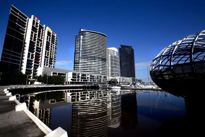 Framed Print : Yarras edge residential buildings docklands Framed Print : Yarras edge residential buildings docklands