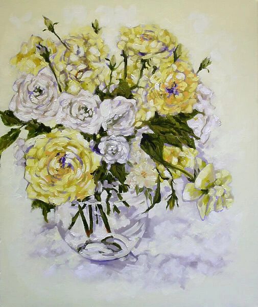 Yellow and White Roses Oil Painting