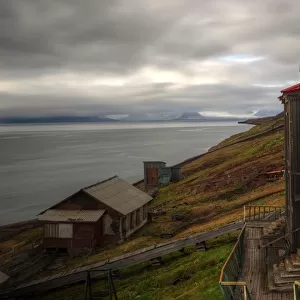 Abandoned Barentsburg mining town in Svalbard