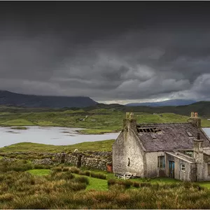 Abandoned Crofters cottage in the countryside of the Isle of Lewis, Outer Hebrides, Scotland