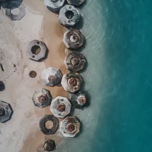 Abandoned metal objects on a beach, Hong Kong Abandoned metal objects on a beach, Hong Kong
