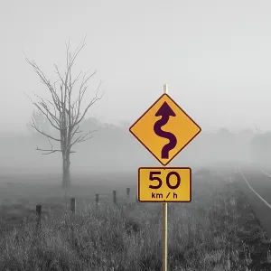 Abstract yellow road sign on monochrome background Abstract yellow road sign on monochrome background