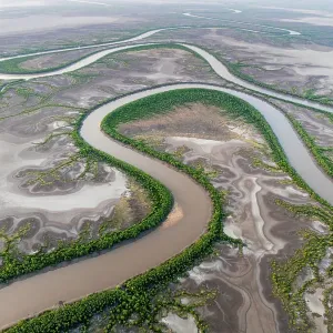 Aerial image showing the King River, The Kimberley, Western Australia, Australia