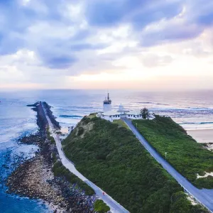 Newcastle Harbour Print - Aerial View of Nobbys Lighthouse Newcastle Harbour Print - Aerial View of Nobbys Lighthouse