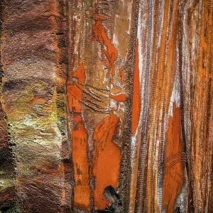 Aerial shot showing awe inspiring rock layers in an iron mine, Australia Aerial shot showing awe inspiring rock layers in an iron mine, Australia