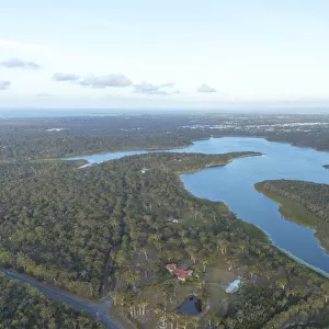 Aerial shot of the Tingalpa Water Reservoir in Brisbane, Queensland