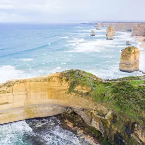 Aerial View of the 12 apostles and Coastline, Great ocean Road
