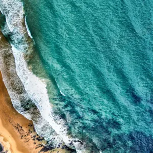 Aerial view of beach and ocean. Victoria, Australia