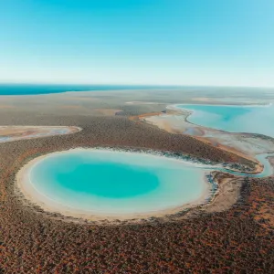 Aerial View of Big Lagoon Shark Bay - DRONE 4K - stock Aerial View of Big Lagoon Shark Bay - DRONE 4K - stock