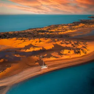 Aerial View of Big Lagoon Shark Bay - DRONE 4K - stock Aerial View of Big Lagoon Shark Bay - DRONE 4K - stock