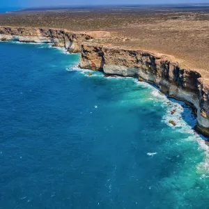 Aerial view of the Bunda Cliffs - Nullarbor Plains, Great Australian Bight Marine Park