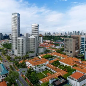 Aerial View of Central Singapore Skyline