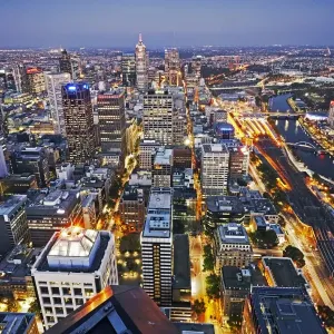 Melbourne City Centre Print at Dusk