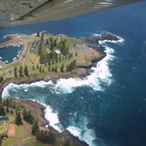 Aerial view of coastline and harbour Kiama