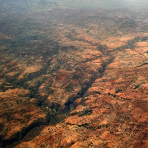 Aerial view of cracked arid landscape