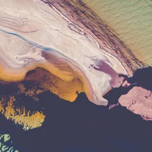 Aerial view directly above a sandbar, Shark Bay, Australia Aerial view directly above a sandbar, Shark Bay, Australia