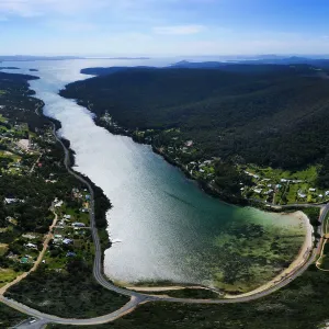 Aerial view of the Eaglehawk Neck in Tasmania, Australia Aerial view of the Eaglehawk Neck in Tasmania, Australia