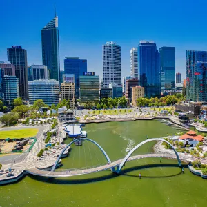 Aerial view of Elizabeth Quay waterfront, Perth - Western Australia