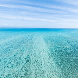 Aerial view of Great Barrie Reef with horizon