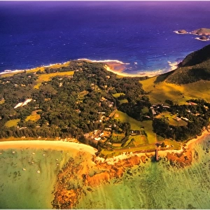 Aerial view of the lagoon on Lord Howe Island