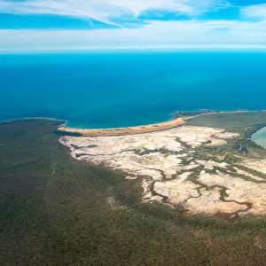 Aerial view and the landscape at the edge of Northern part of Australia called Arafura sea, Northern Territory state of Australia
