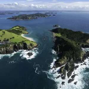 Aerial view looking over the Bay of Islands, New Zealand