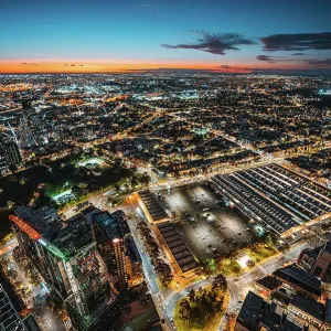 Aerial view of Melbourne city at dusk Aerial view of Melbourne city at dusk