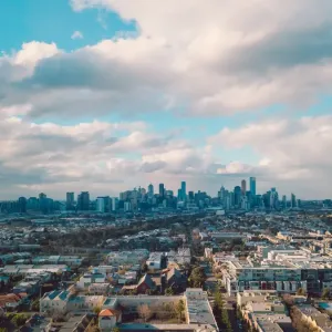 Aerial view of the Melbourne skyline and south side of the city Aerial view of the Melbourne skyline and south side of the city