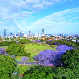 Aerial View overlooking Brisbane City Australia