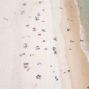 Aerial view of people on the beach at Bondi Australia