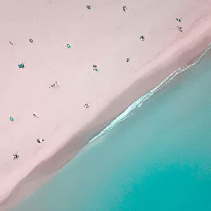 Aerial View of People Social Distancing at the Beach