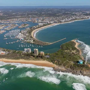 Aerial view of Port Cartwright on the Sunshine Coast