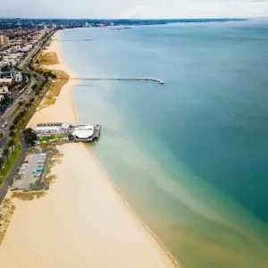 Aerial view of Port Melbourne and st. Kilda with rainbow Aerial view of Port Melbourne and st. Kilda with rainbow