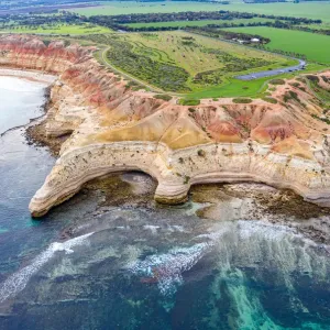 Aerial View of the Rocky Coastline of Cape Jarvis