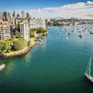 Aerial view of Rushcutters Bay and Sydney Harbour